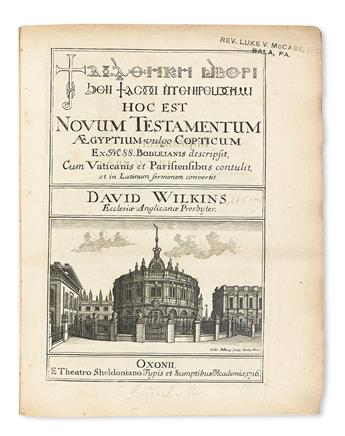 BIBLE IN COPTIC.  Novum Testamentum Aegyptium vulgo Copticum.  1716